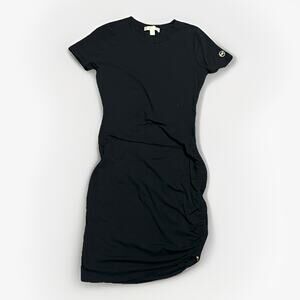 MICHAEL KORS Black Ruched Drawstring Mini T Shirt Dress Comfort Stretch Womens S